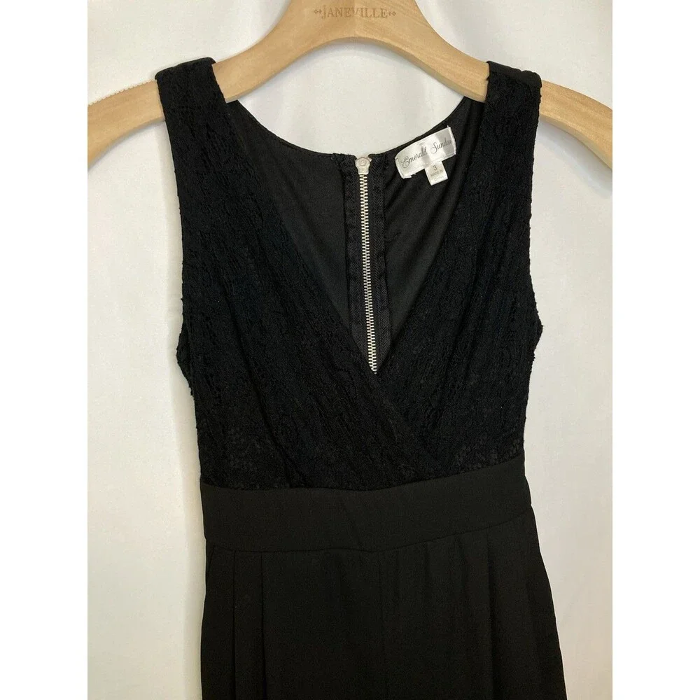 Women's Jumpsuit Black Lace S Sz 3 Sleeveless Wide Leg Romper Tie Gothic Chic